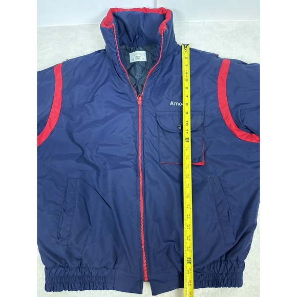 Amoco Oil Gasoline Made In the USA Crown Club Puffer Jacket Size L Large Vintage - Picture 5 of 10